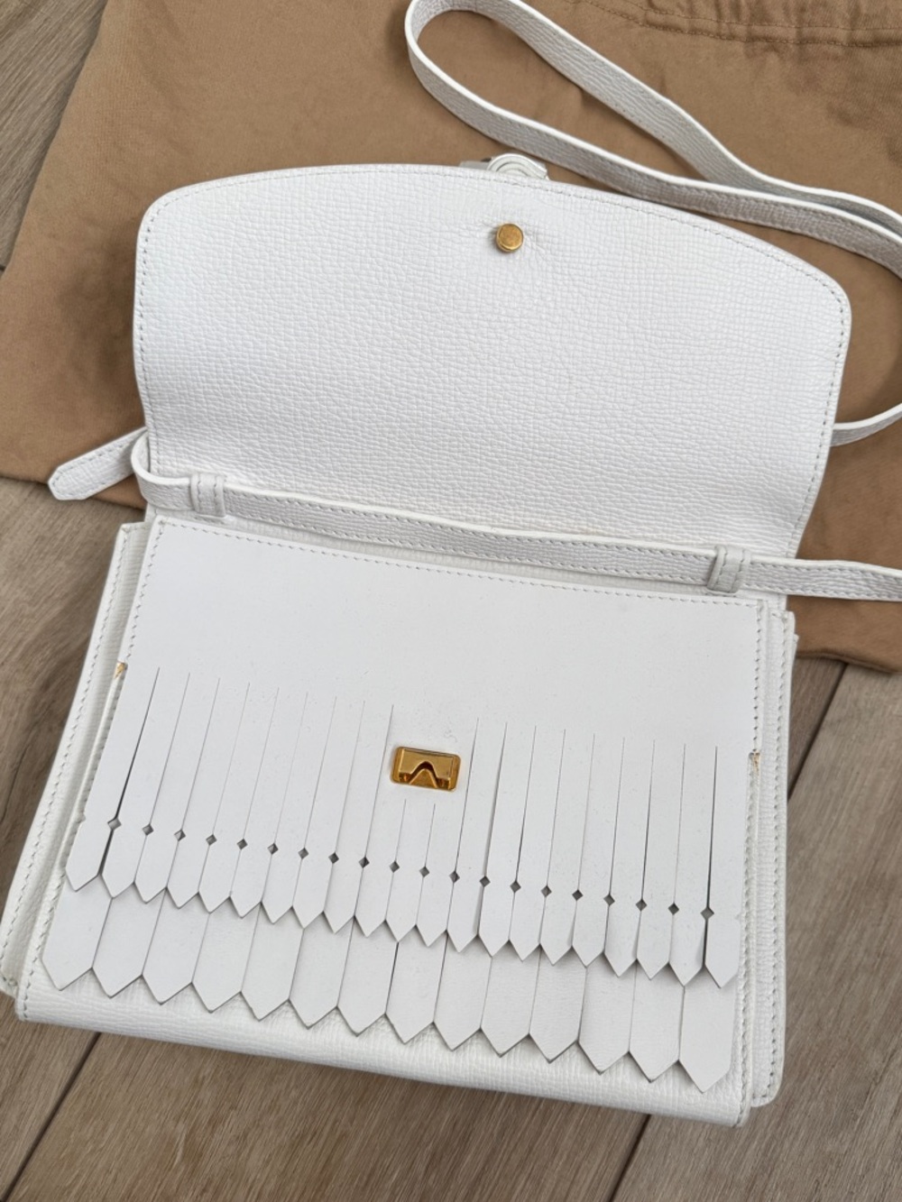 Burberry Macken White Fringe Leather Crossbody Bag Tassel - Picture 5 of 12